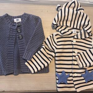 GAP Navy and Cream Striped Kids Hoodie with Bear Ears